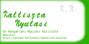 kalliszta nyulasi business card